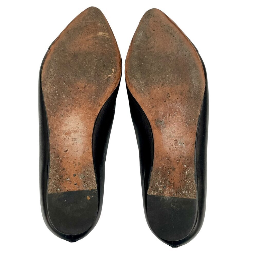 Vince Noel Black Leather Pointed Cap Toe Flats 8.5M Minimalist - Picture 14 of 15